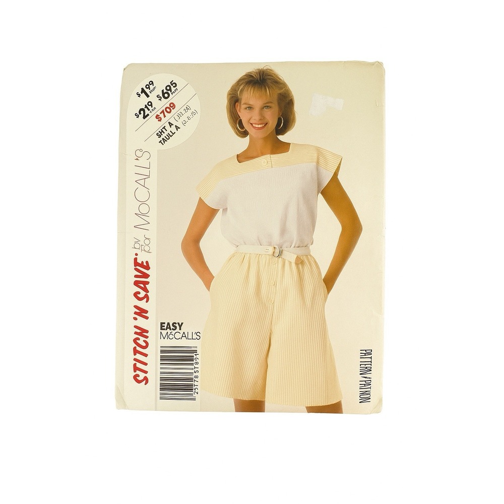 Vtg McCall's Pattern 3709 Women's Pull On‎ Shorts Top Cut 1980s 6 8 10 Normcore